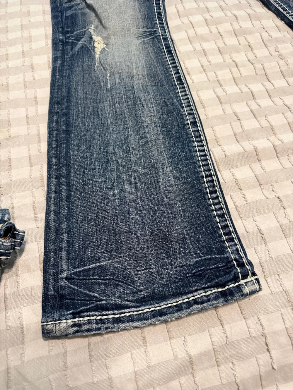 Rock Revival Dark Blue Denim Jeans with Gold Embroidered Pocket